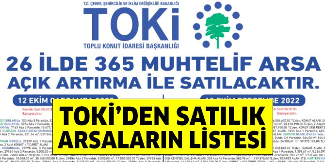 TOKİ’nin satılığa çıkardığı arsaların listesi