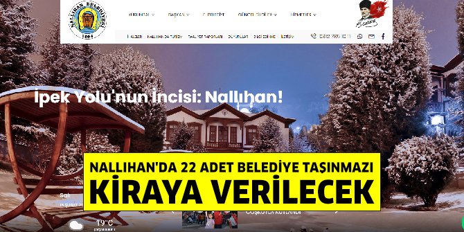 Nallıhan'da 22 adet belediye taşınmazı kiraya verilecek