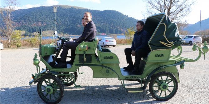 Abant'ta kullanılacak elektrikli faytonun deneme sürüşü yapıldı