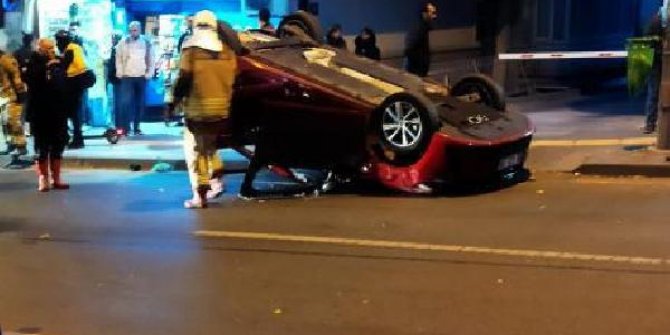 Ankara'nın Çankaya ilçesinde takla atan araç böyle görüntülendi