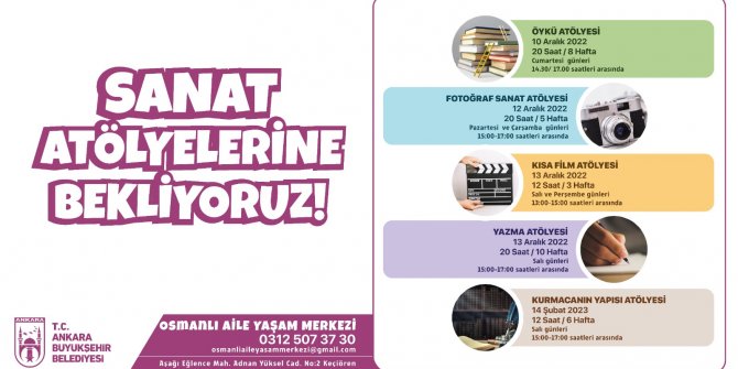 Büyükşehir Belediyesi Kadın ve Aile Hizmetleri Daire Başkanlığı sanat atölyeleri açacak