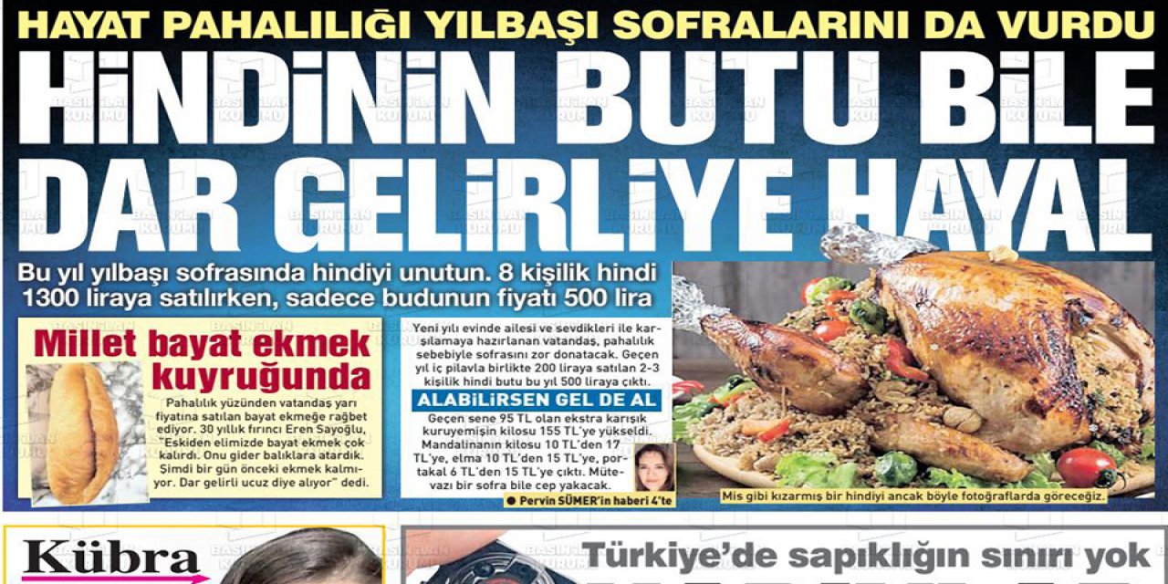 Hayat pahalılığı yılbaşı sofralarını da vurmuş!.. Millet derdi hindi fiyatları mı?