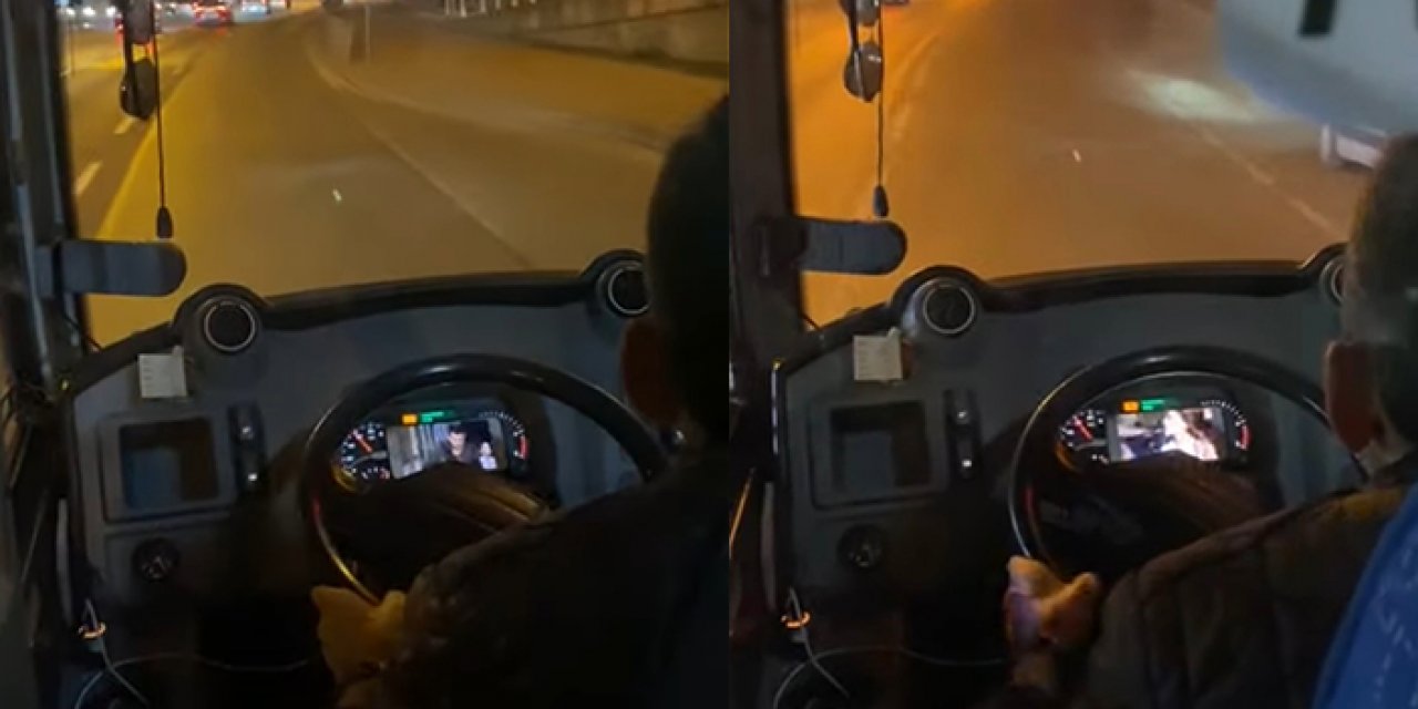 Otobüs şoförünün seyir halindeyken dizi izlemesi ‘Pes’ dedirtti