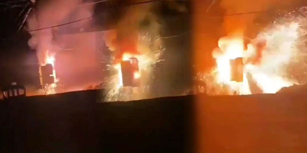 Diyarbakır’da patlayan trafo alev alev yandı
