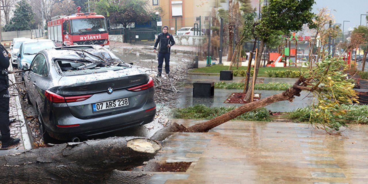 Antalya’da şiddetini artıran yağmur ve fırtına hayatı olumsuz etkiliyor