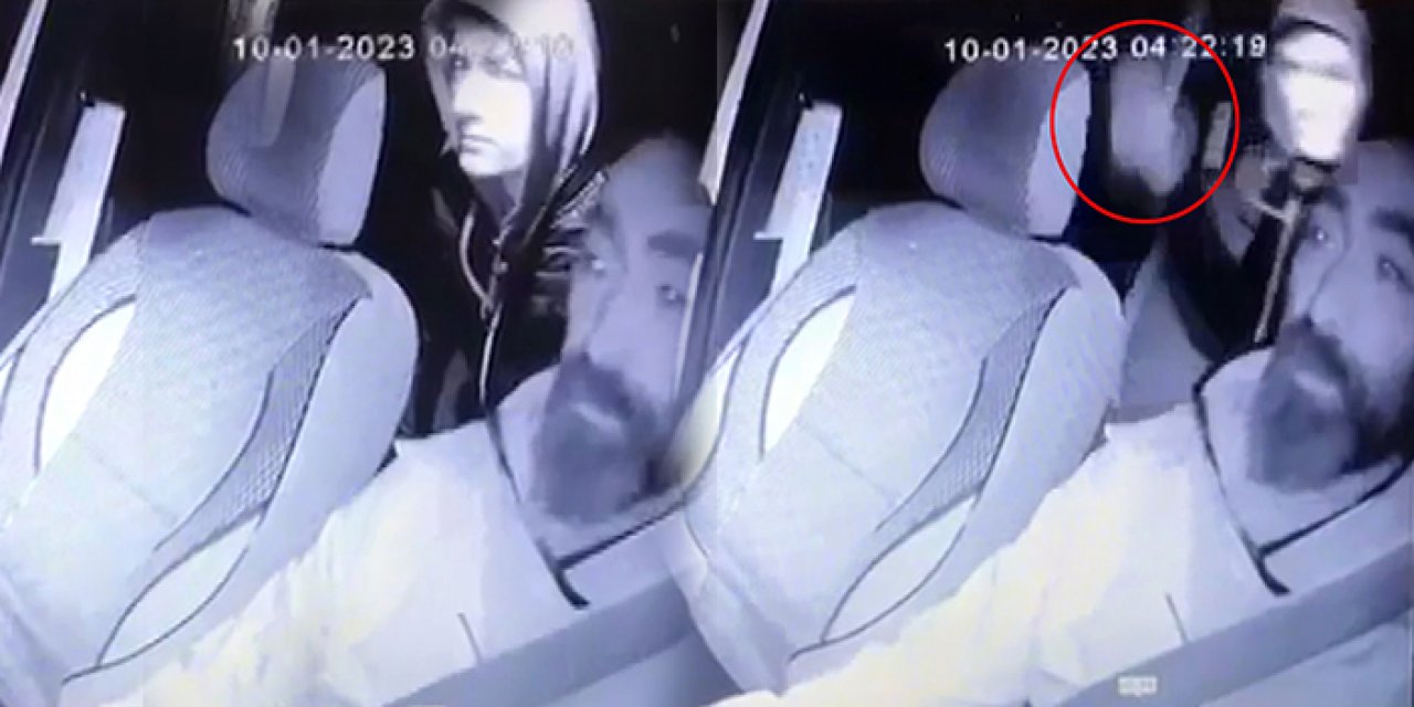 Taksiciye taşlı saldırı kameralara yansıdı
