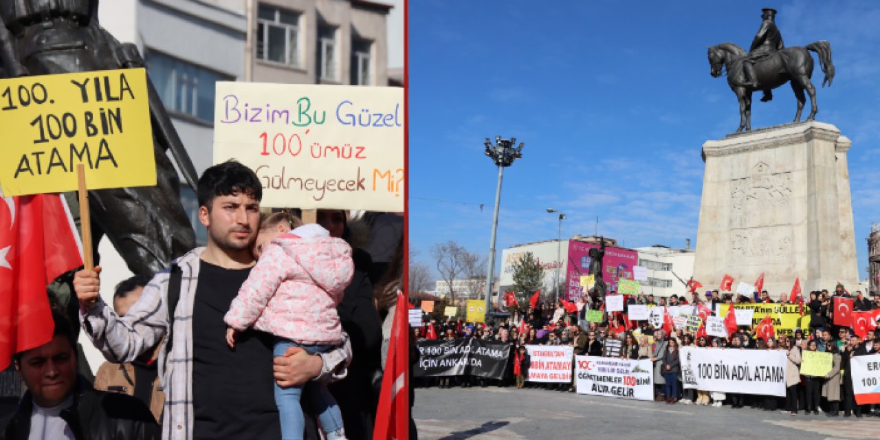 Atama bekleyen öğretmenler Ulus Meydanı'nda toplandı