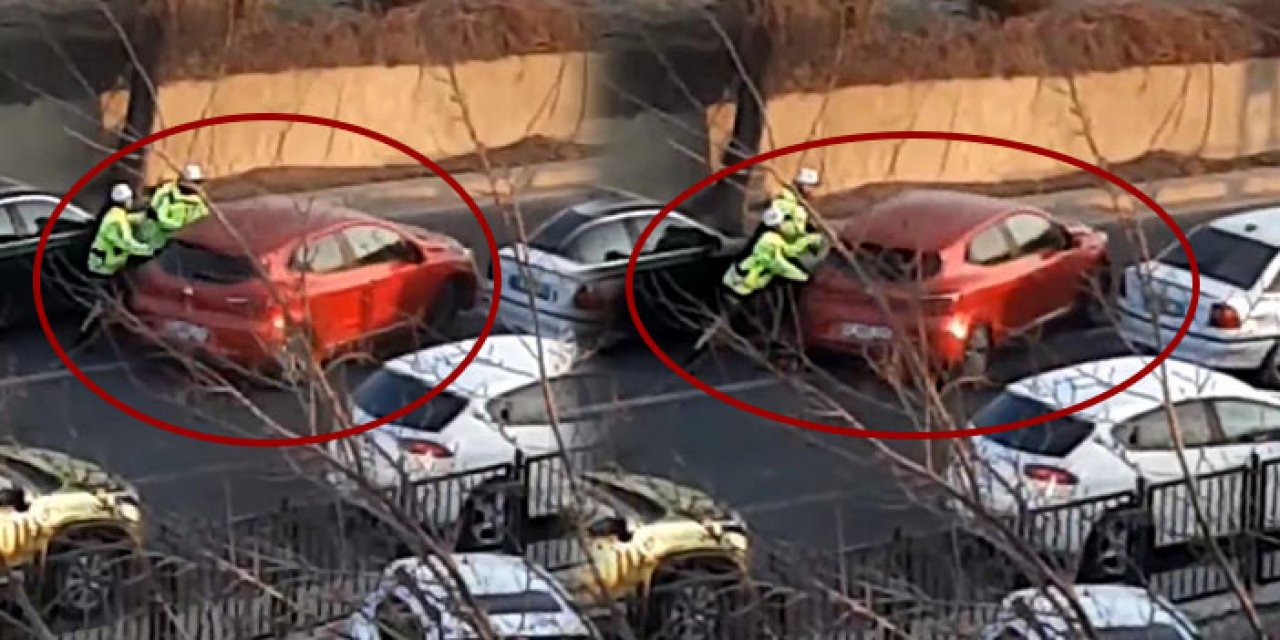 Ankara’da öndeki araca çarpıp polisten kaçan sürücü kamerada