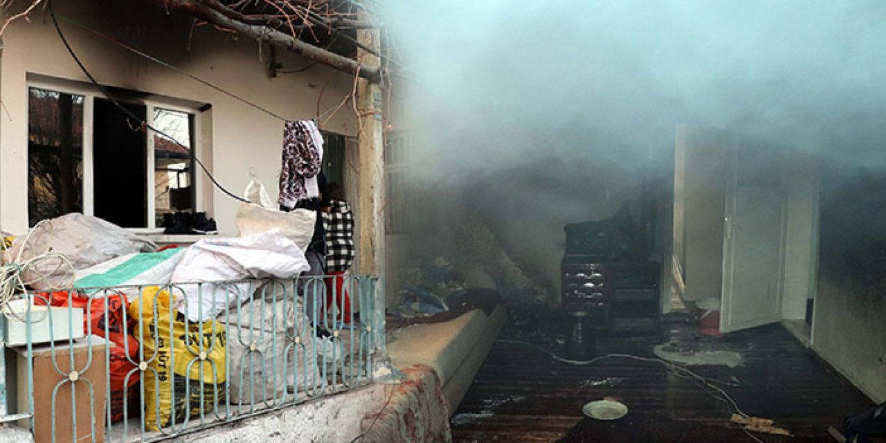 Eşiyle tartıştı evi yaktı