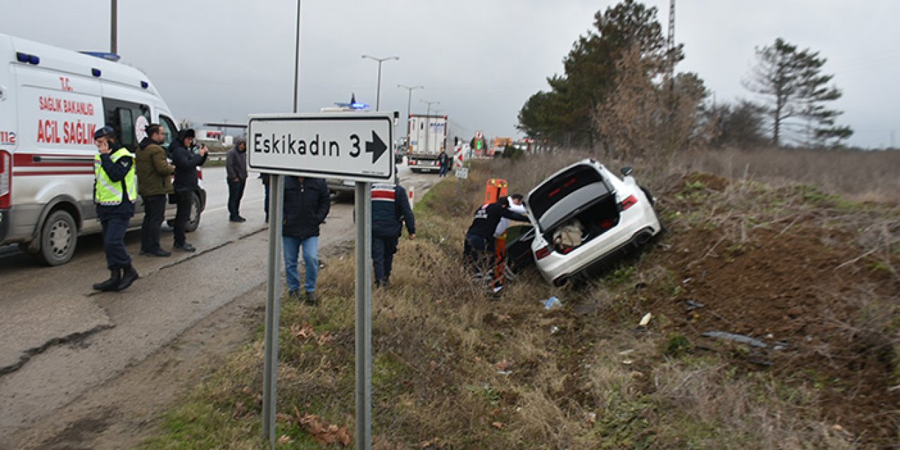 Aracıyla şarampole yuvarlandı sağlık ekipleriyle tartıştı
