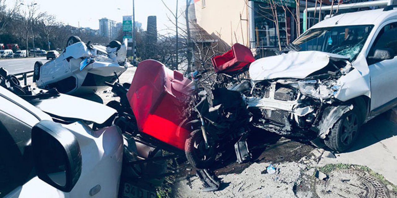 İki aracın sıkıştırmasından kaçarken kaza yaptı