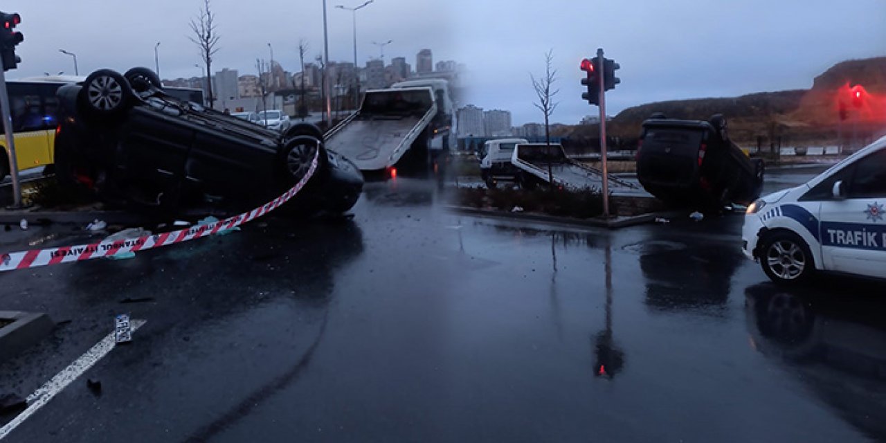 Kavşakta iki araç birbirine girdi: 1 ölü 2 yaralı