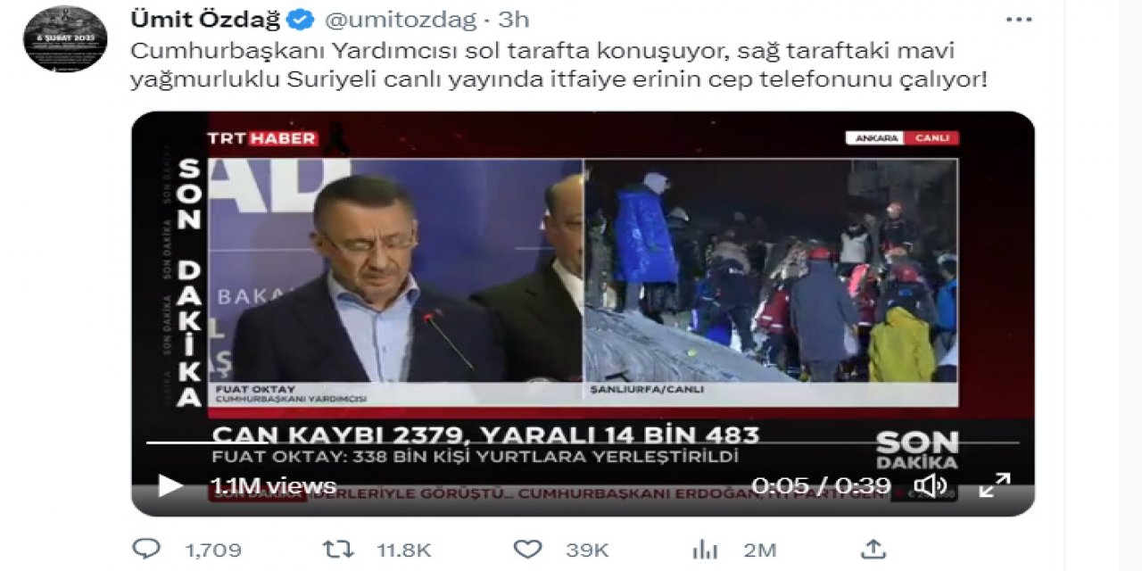 Ümit Özdağ’ın “Suriyeli canlı yayında itfaiyecinin telefonunu çaldı” iddiası fos çıktı