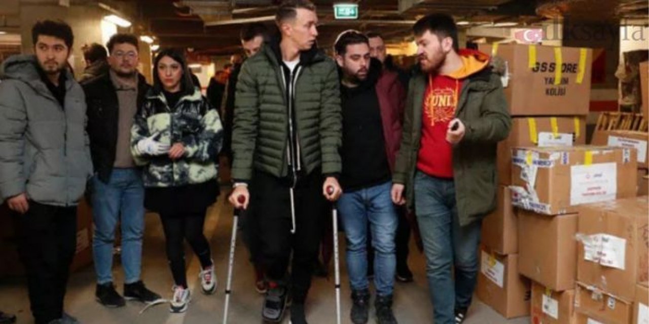 Muslera koltuk değnekleriyle yardıma koştu