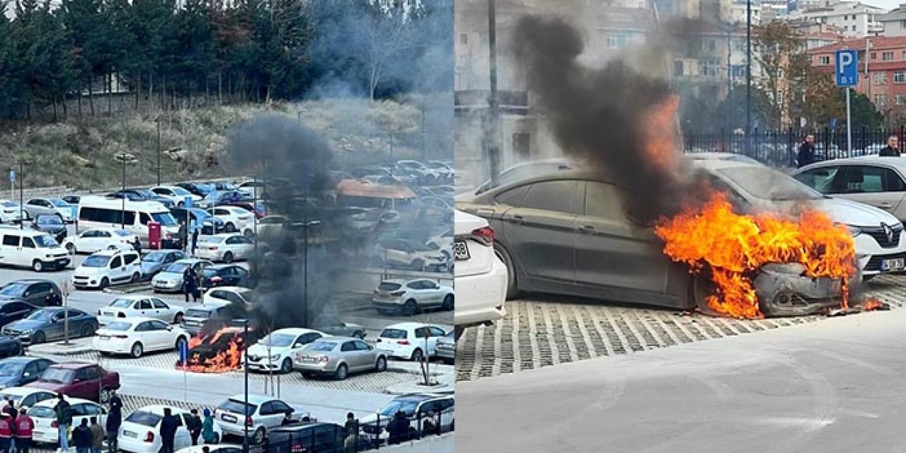 Depremzede yakınını taşıyan otomobil yandı