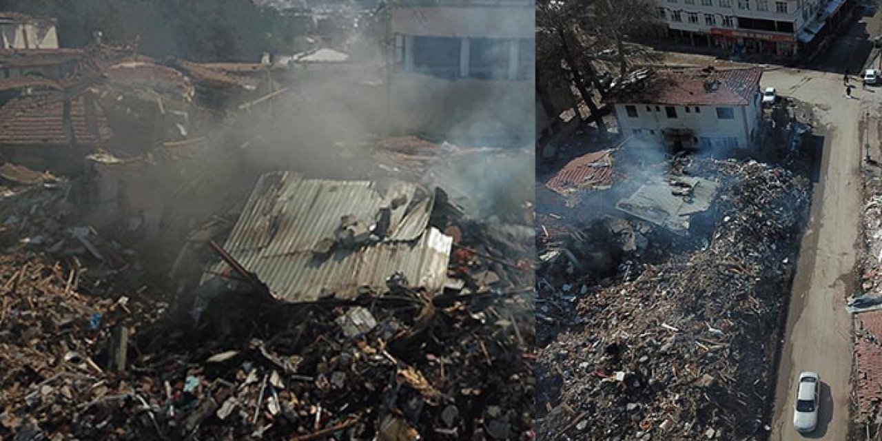 Malatya'da depremle yıkılan binanın enkazından 18 gündür dumanlar yükselşyor