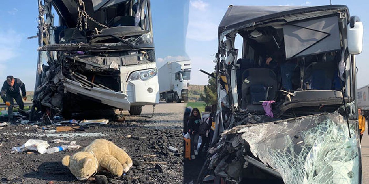 Hatay'dan Konya'ya giden depremzedeleri taşıyan otobüs kaza yaptı