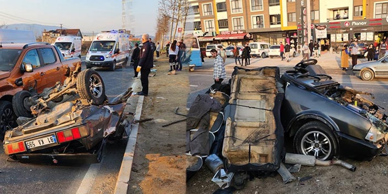 Düzce'de gerçekleşen kazada araç ikiye bölündü