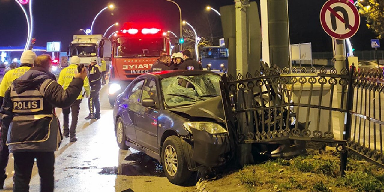 Edirne’de otomobil direğe çarptı