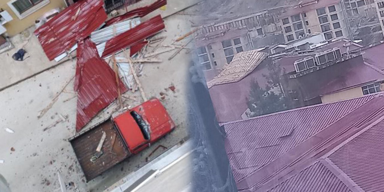 Rize’de fırtına çatıları uçurdu