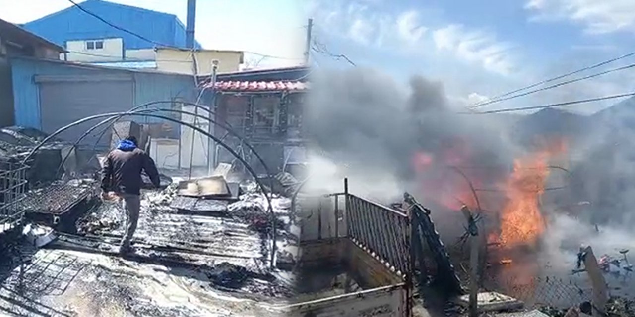 Hatay'da depremzede ailenin çadırı yandı