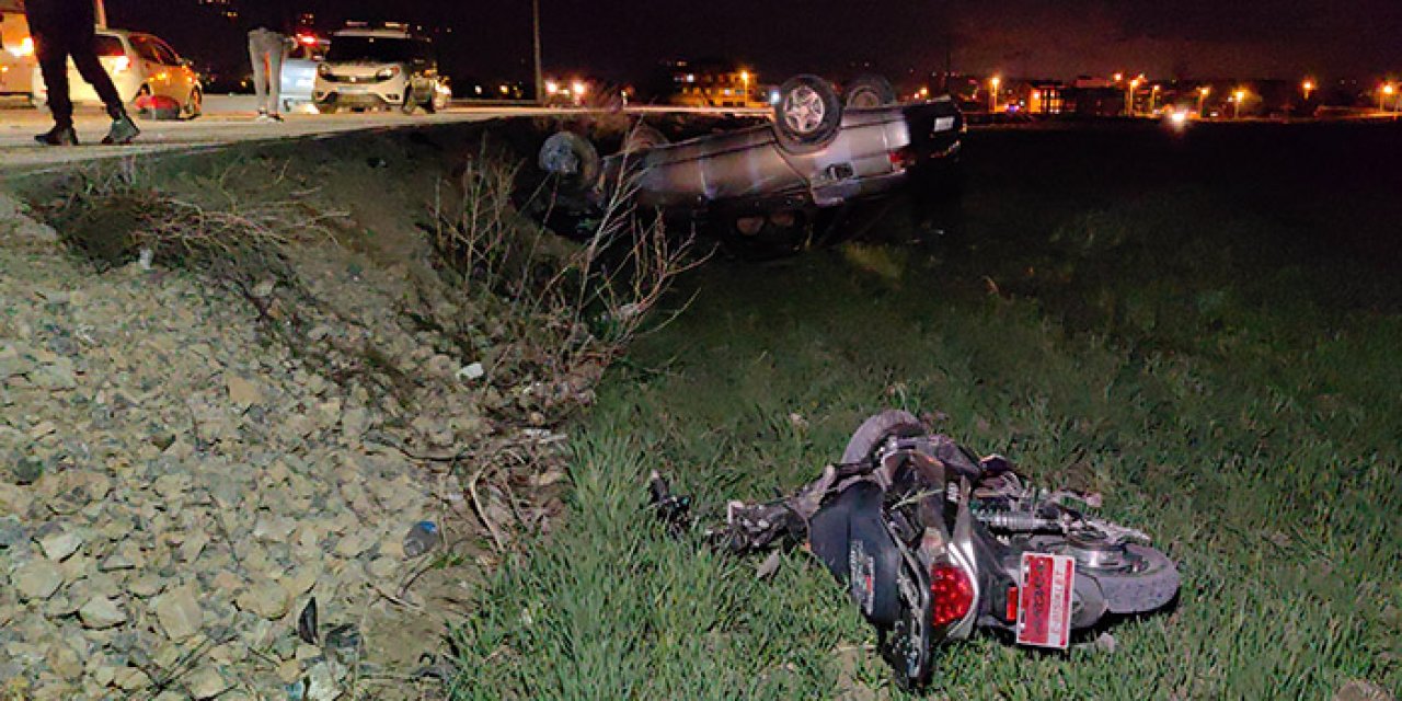 Kafa kafaya çarpışıp tarlaya uçtular: 1’i ağır 2 yaralı