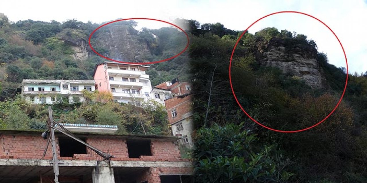 Trabzon'da 60 tonluk kayaya çelik önlem alındı