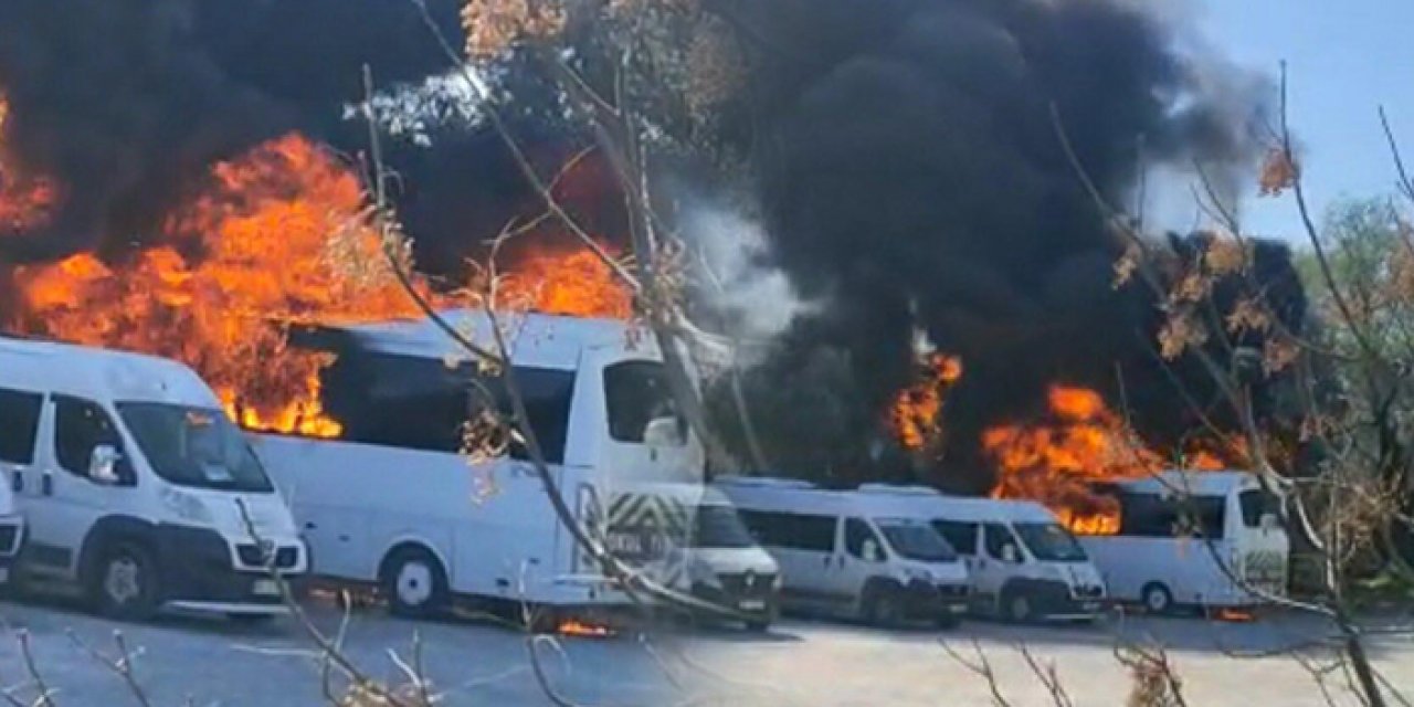 Muğla’da okul servisi alev topuna döndü