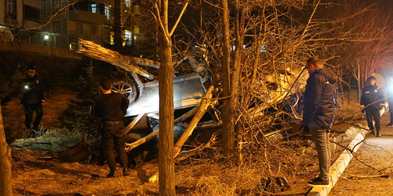 Ağaca çarpıp devrilen aracın sürücüsü yaralandı