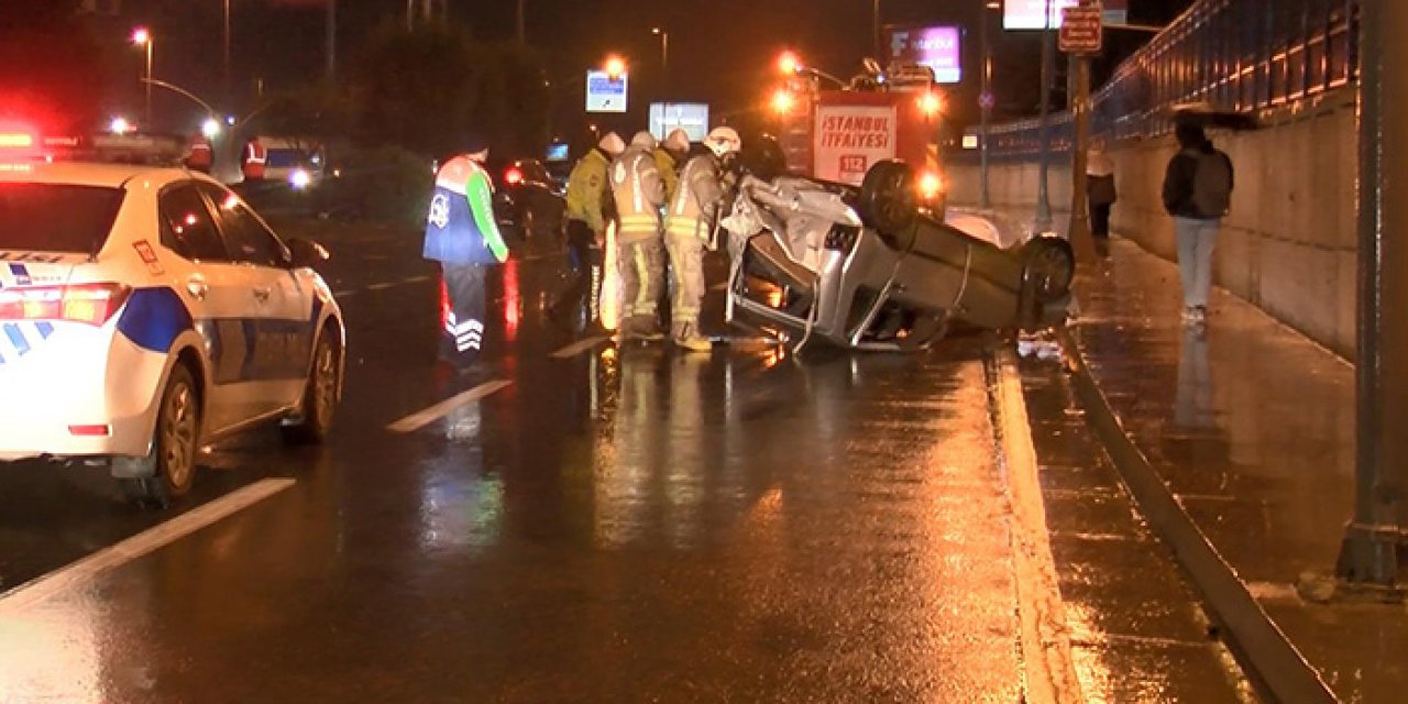 Karşı yola geçip takla attı: 3 yaralı
