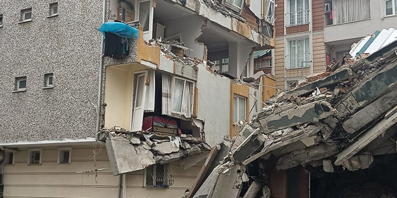 Yıkımı yapılan bina yan binanın üstüne çöktü: Tahliye edildi