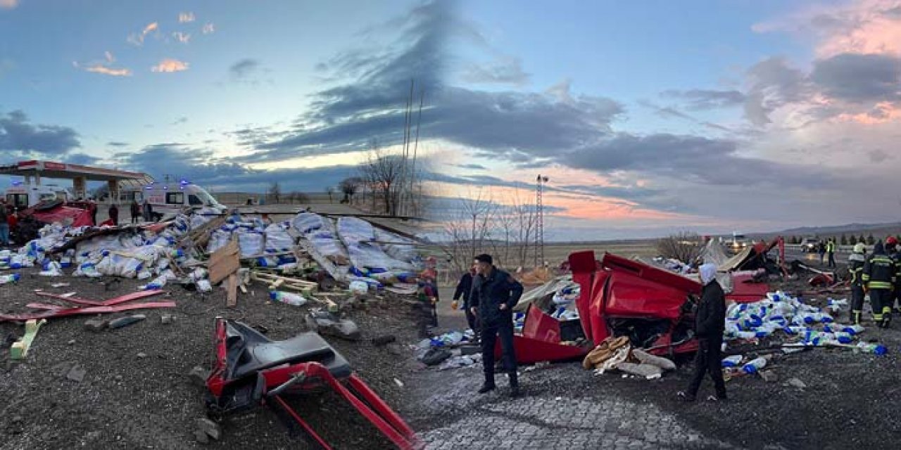 Aksaray’da TIR şarampole yuvarlandı