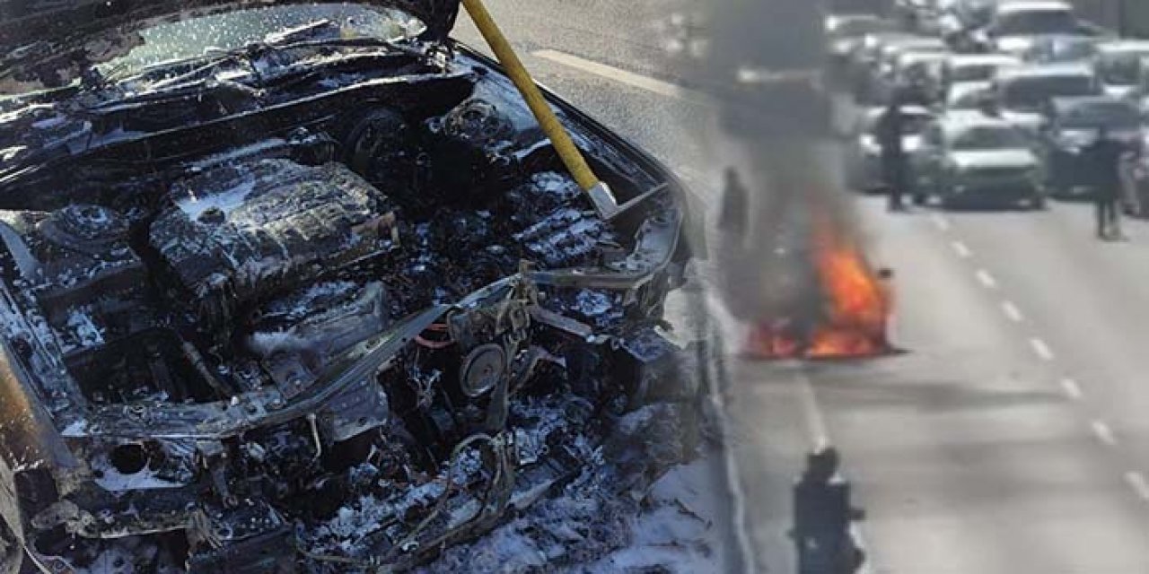 İstanbul'da seyir halindeki araç yandı