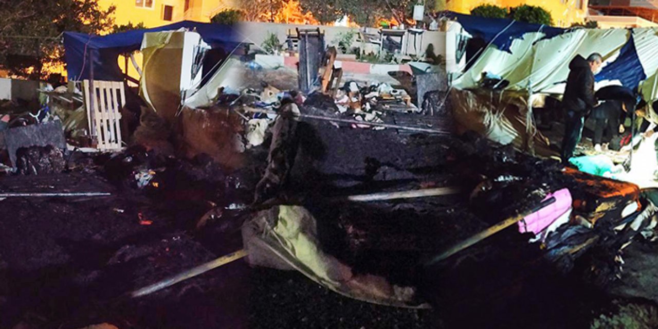 Depremzedelerin kaldığı çadır yandı: 2’si ağır 3 yaralı