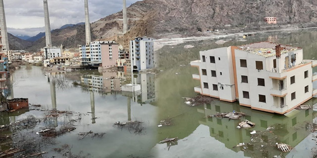 Yusufeli’nde terk edilen binalar su altında