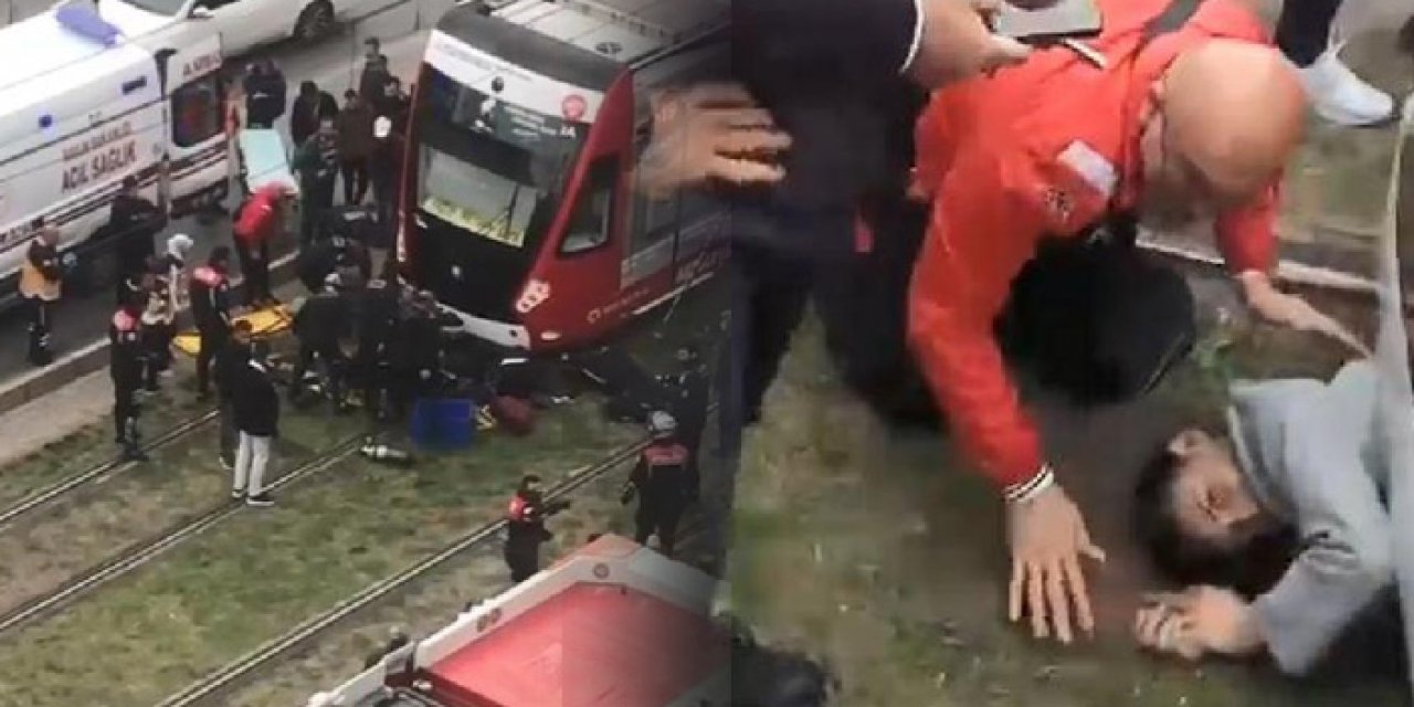 Tramvayın altında sıkıştı