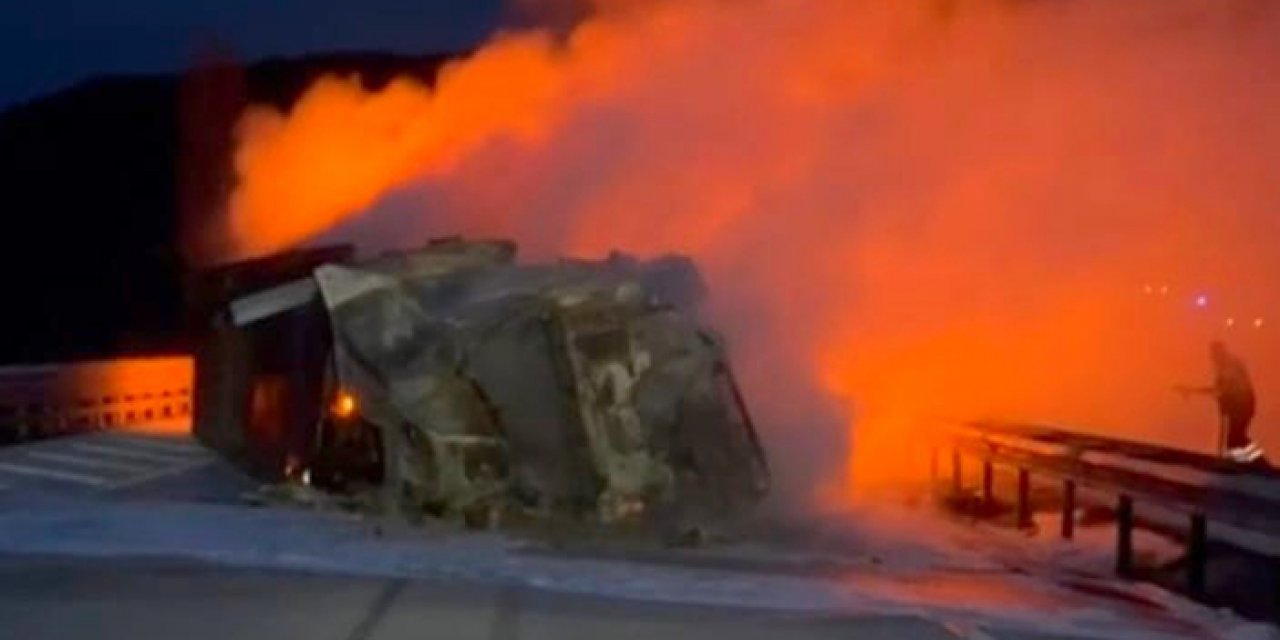 Alev topuna dönen TIR’ın sürücüsü öldü