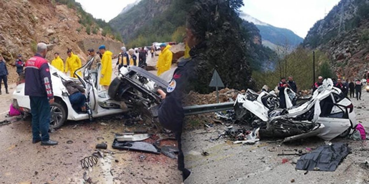 Adana'da korkunç olay: Otomobilin üstüne kaya düştü