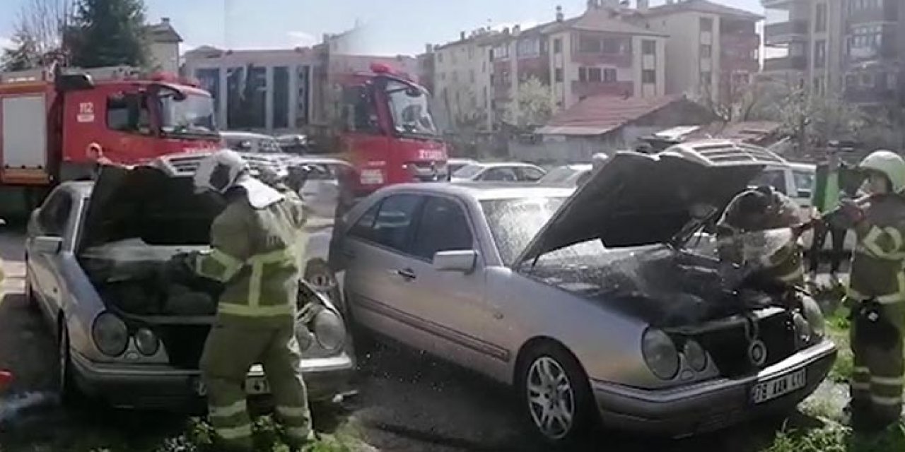 Karabük’te park halindeki otomobilde yangın