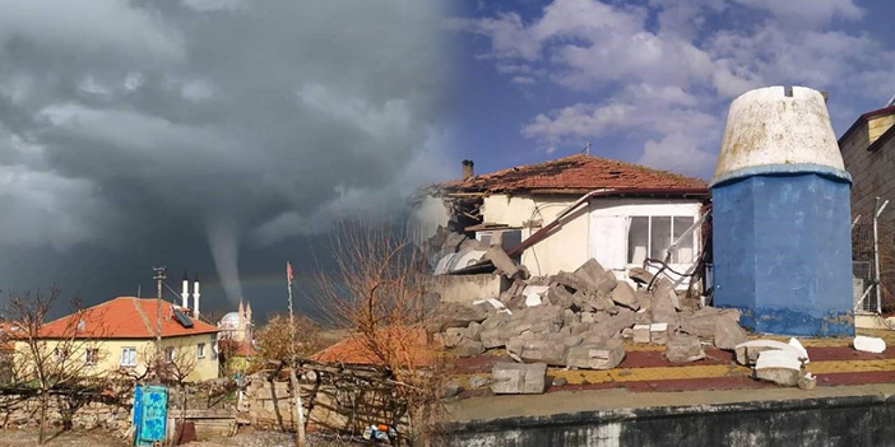 Aksaray’da yoğun fırtına: Cami minaresi devrildi