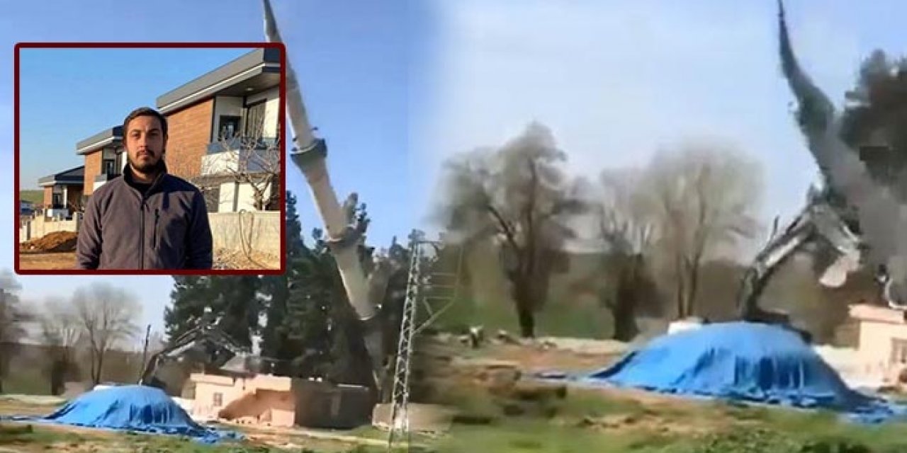 Yıkımı yapılan minare devrildi: Operatör yaşamını yitirdi