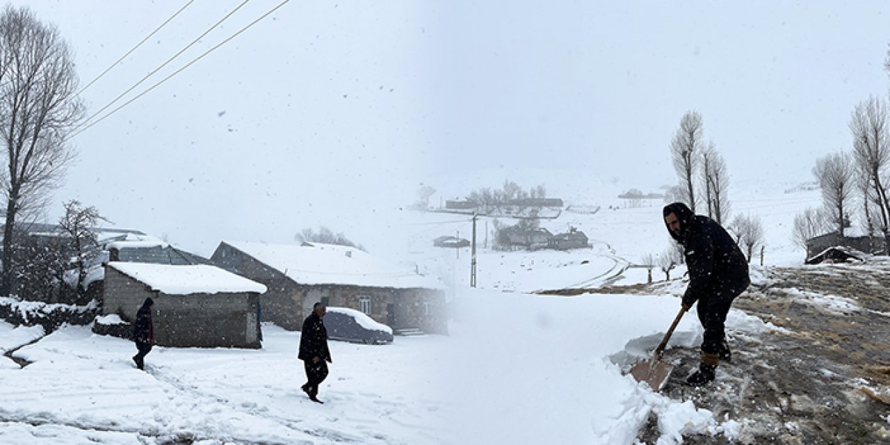 Nisan ortasında kar yağdı: Köy yolları kapandı