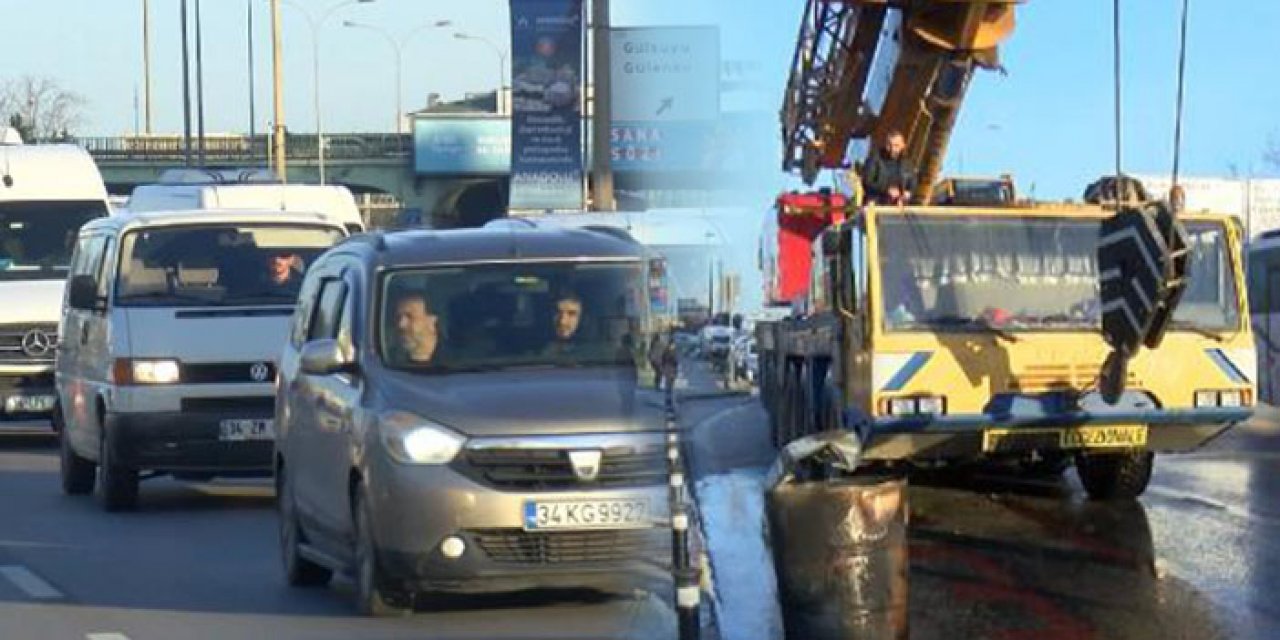 Seyir halindeki vinç alev aldı