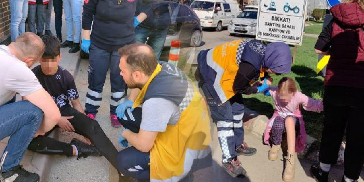 12 yaşındaki çocuk motosikletiyle 2 kişiye çarptı