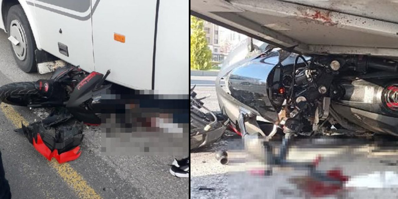 Motosiklet midibüsün altına girdi: 2 yaralı