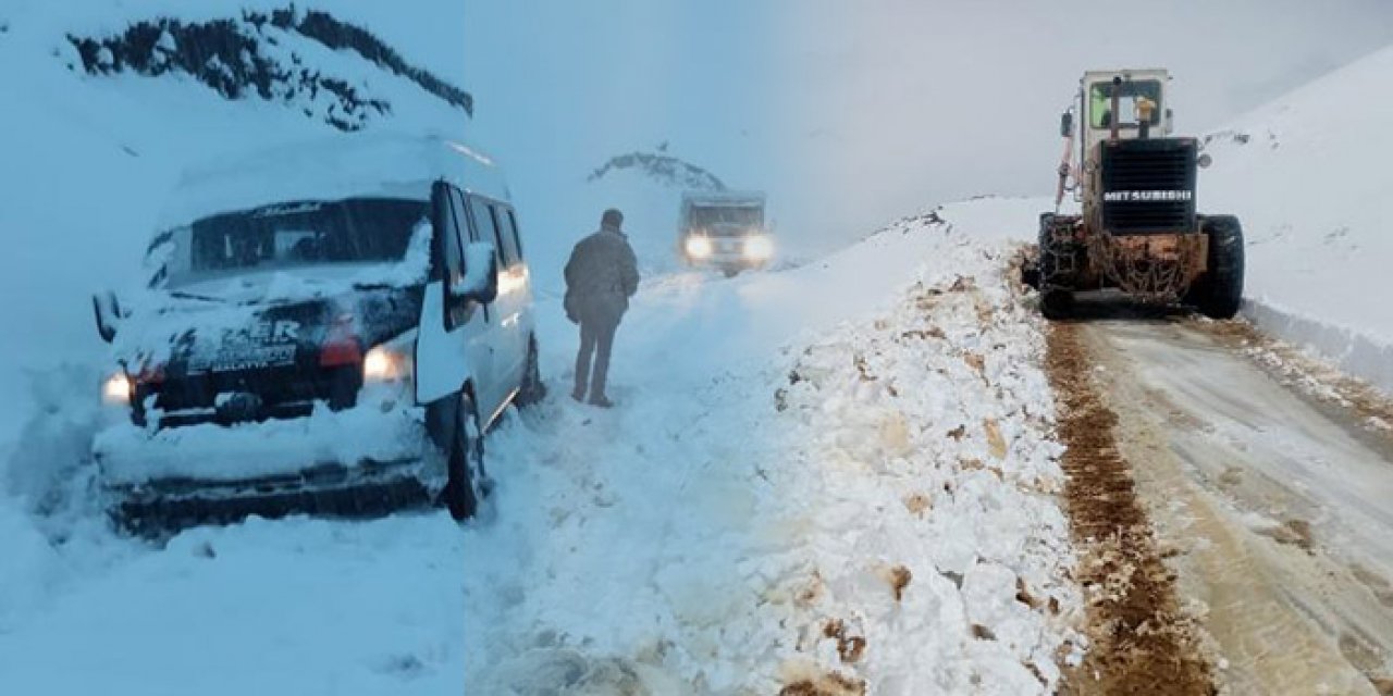 Kapanan yollar açıldı; kara saplanan 3 minibüs kurtarıldı