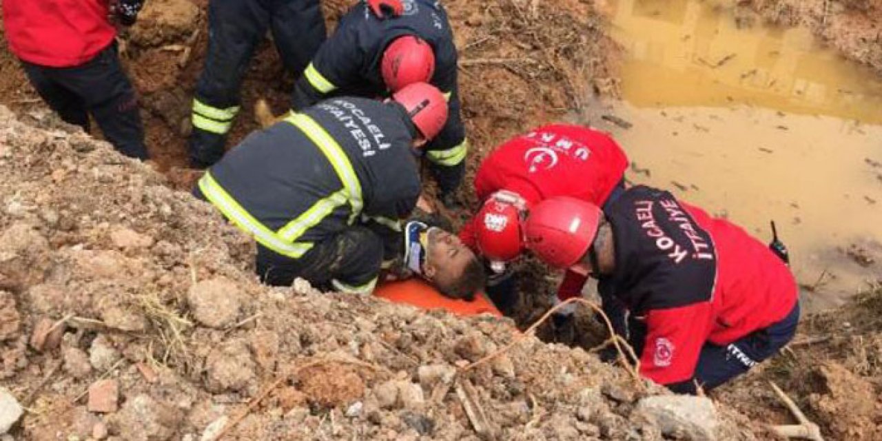 Toprak altında kalan inşaat işçisi kurtarıldı