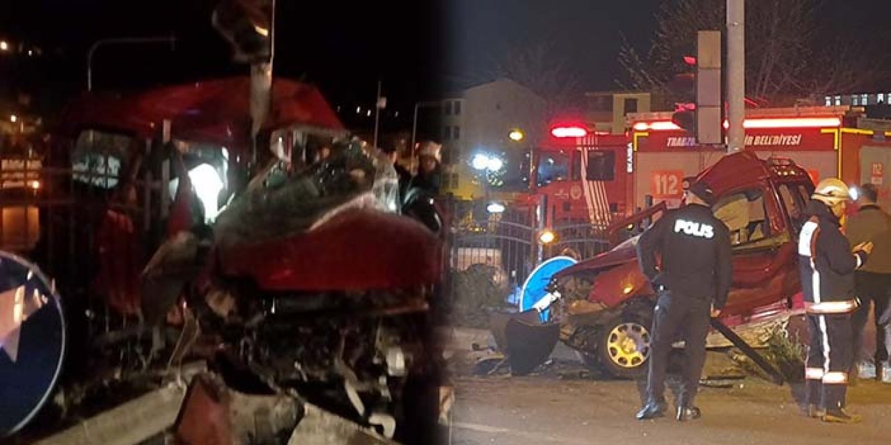 Trabzon’da ticari araç direğe çarptı: 1 ölü