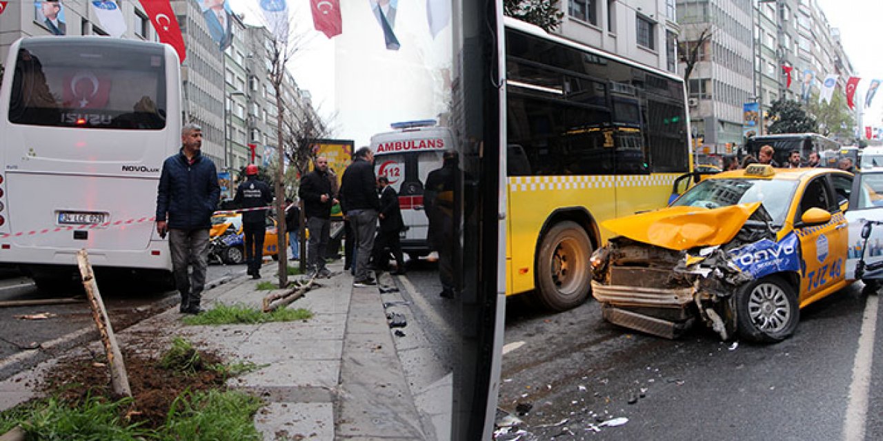 İstanbul’da kaza: Önce İETT otobüsüne ardından taksiye çarptı