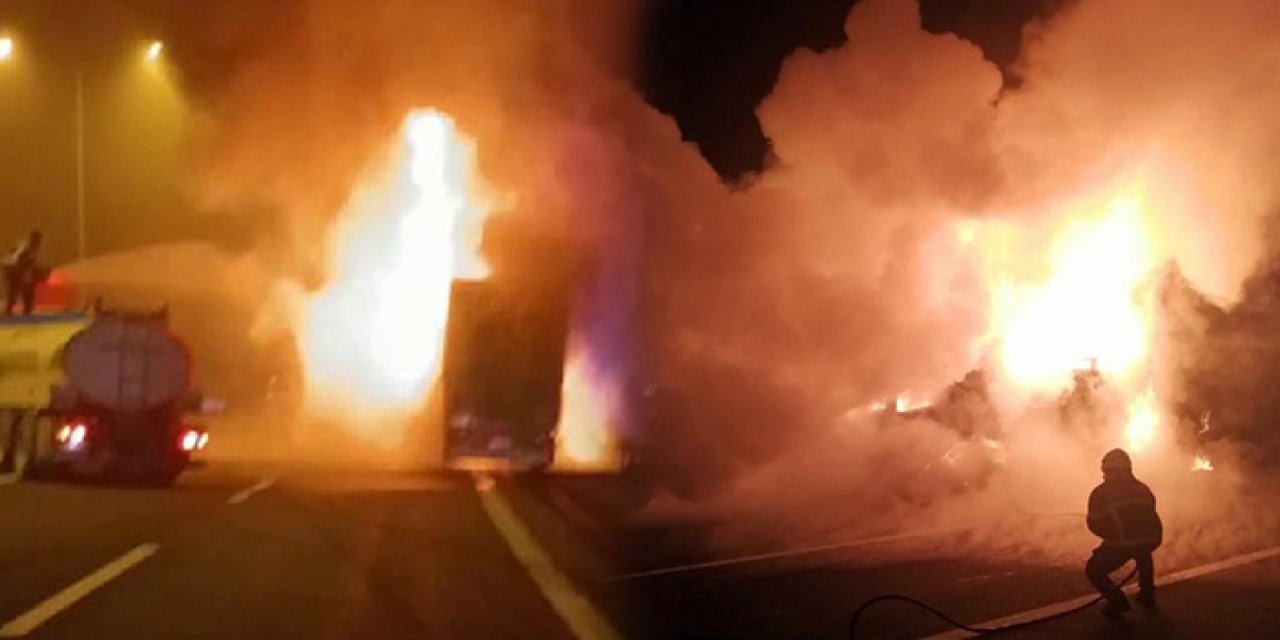 TIR ile çarpışan otomobil alev aldı: 4 kişi öldü